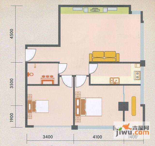 天成大厦2室1厅1卫111.2㎡户型图