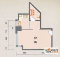 天成大厦1室1厅1卫40.6㎡户型图