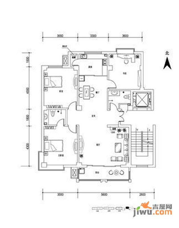 隆瑞园3室2厅2卫141㎡户型图